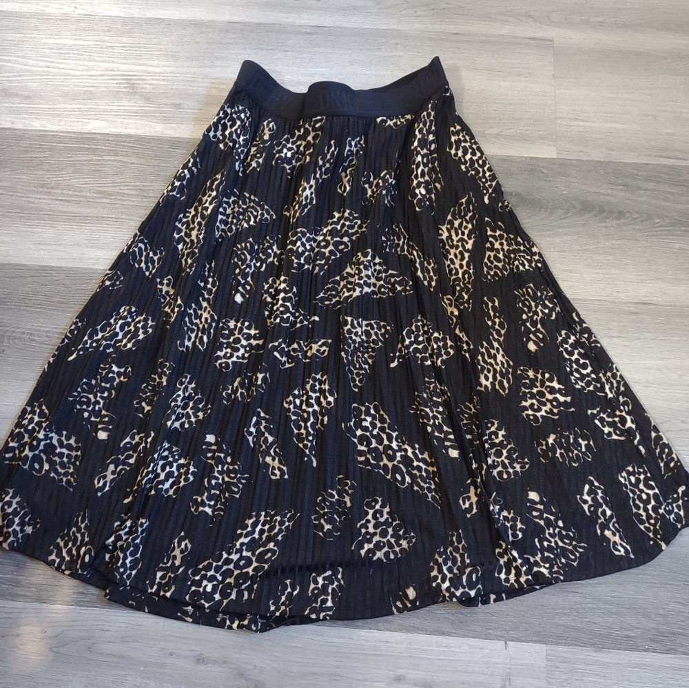 DKNY Animal Print Flowy Midi Skirt